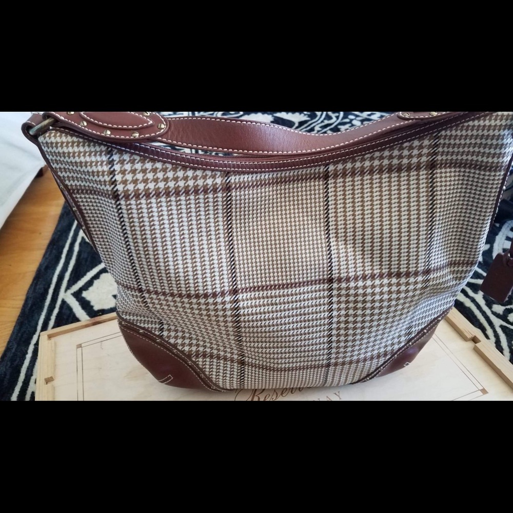 Lauren Ralph Lauren-houndstooth plaid Shoulder bag